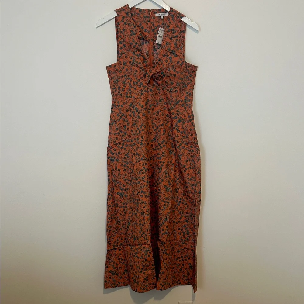 Madewell Floral Twist Front Poplin Midi Dress, Size 6 - Picture 2 of 14